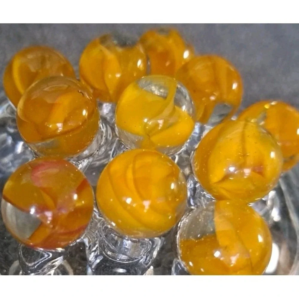 Lot Of 11 Estate Sale Marbles Orange Cats Eye